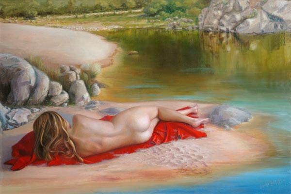 Descanso al sol -  Nacho Quiroga - �leo Hiperrealismo
